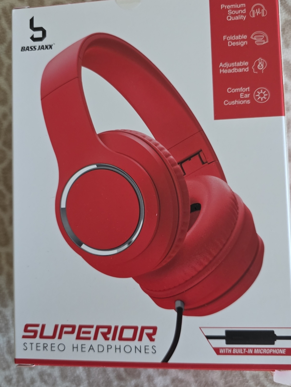 Red Superior Stereo Headphones - Picture 2 of 6
